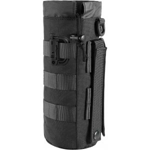 Jgd-Porte Gourde Sac &Agrave; Dos Molle Avec Cordon De Serrage, R&eacute;glable Pochettetactique Gourde Militaire, Nylon 1000d Pochette Pour Bouteille D'eau Pour Voyage, Alpinisme, P&ecirc;che, Cyclisme (Noir) - Neuf