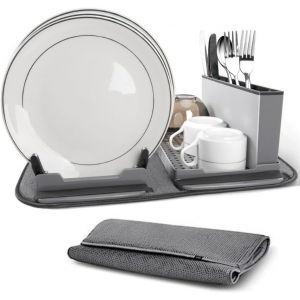 Égouttoir À Vaisselle Pliable En Plastique Avec Tapis Roulant Pour Comptoir D'évier Petits Accessoires De Cuisine Pour Appartement Camper Camping Car (41,5 Cm X 33 Cm) - Neuf