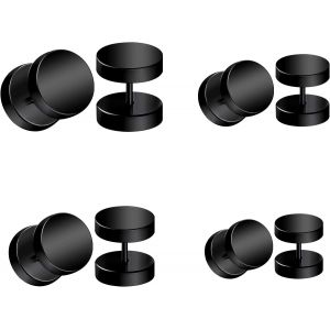 Kal-5 Pairs 16g Boucles D'oreilles À Vis Studs Ensemble De Goujons En Acier Chirurgical Oreilles Boucles Piercing Helix Tragus Piercing Noir Argent 4-12mm - Neuf