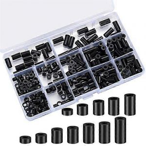 320 pcs vis de prise électrique entretoises,kit d'assortiment d'entretoises rondes en nylon noir,entretoises en plastique - Neuf