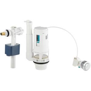 Ensemble De Chasse D'eau Avec Robinet À Flotteur + Mécanisme De Toilette Avec Câble Et Bouton Poussoir 3/6 Litres N - Neuf