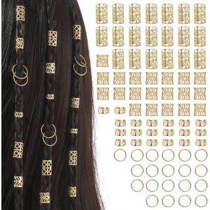 Bijoux Cheveux Tresse Doré, 80 Pièces Dreadlocks Perle Cheveux Métal Réglable Vikings Spiral Coils, Bague Cheveux Anneau Cheveux Pour Hommes/Femmes Cheveux Décoration Und Accessoires De Coiffure - Neuf