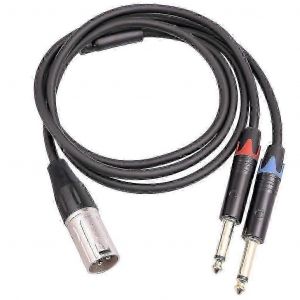 1 Xlr 3 broches Male Jack- To 2x 6.35mm Ts M&acirc;le Mono Plug Microphone Audio C&acirc;ble Audio - Neuf