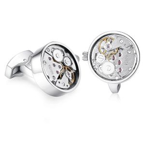 Boutons De Manchette Pour Homme &iquest;C Mouvement De Montre-Bracelet Vintage Steampunk, Argent Multiway - Neuf