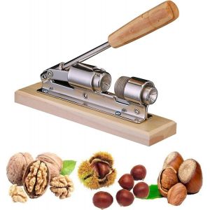 Casse-Noix Manuel, Pince À Casse-Noix En Acier Inoxydable, Ouvre-Noix De Cuisine Avec Base Et Poignée En Bois - Neuf