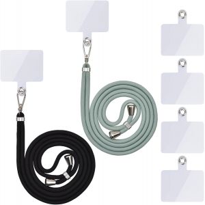 Kal-Chaîne De Téléphone Portable Universelle -Cordon Universel Pour Téléphone Portable -À Suspendre Autour Du Cou -Avec Cordon De Téléphone Portable -Réglable Et Amovible -Noir Clair + Vert Matc - Neuf