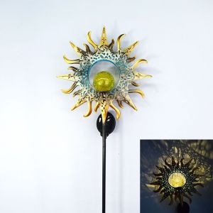 Lampes solaires de jardin avec piquet - Lot de 1 - Décoration de jardin extérieure pour terrasse - Éclairage pour allées - Lampe LED - Décoration boule en métal et verre - Neuf