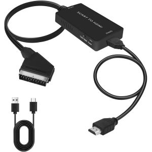 ChenQuanSarl-Adaptateur P&eacute;ritel Vers Hdmi - Convertisseur P&eacute;ritel Vers Hdmi - Convertisseur Audio Vid&eacute;o Hd - Adaptateur P&eacute;ritel Hdmi 1080P Avec C&acirc;ble Hdmi - Adaptateur P&eacute;ritel Vers Hdmi Pour Tv Stb V - Neuf
