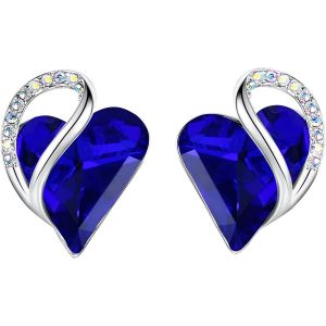 Kalanka-Infini Amour Coeur Boucles D'oreilles Femme Argent, Boucle D'oreille Femme Avec Cristaux De Guérison, Sans Allergie Bijoux Femme Avec Coffret Cadeau - Neuf