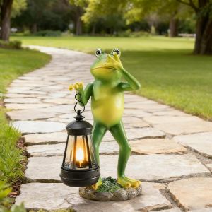 Nouvelhorizonstore-Lampe Solaire Grenouille D&eacute;corative De Jardin &iquest; Grenouille Debout Avec Led Amusante, Ip65, Statue En R&eacute;sine Pour Ext&eacute;rieur, Terrasse, &Eacute;tang Et Pelouse, Lumi&egrave;re Solaire, Id&eacute;e Cadeau - Neuf