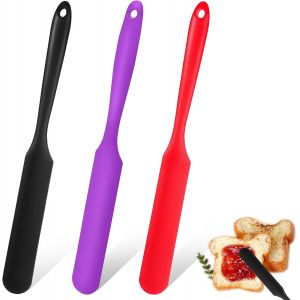 Spatule En Silicone Pour Pots, Ensemble De 3 Spatules De Cuisine, Spatule R&eacute;sistante &Agrave; La Chaleur Pour &Eacute;taler La Confiture, M&eacute;langer Les G&acirc;teaux, Racler La Cr&egrave;me Et Le Beurre - Neuf