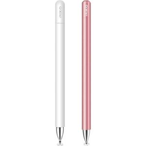 Stylet Universel 2 En 1, Stylet Pour Tablette Avec Capuchon Magnétique Et Pointe De Remplacement, 100% Compatible Avec Toutes Les Tablettes Tactiles Iphone Ipad Huawei Etc (Or Rose + Blanc) - Neuf