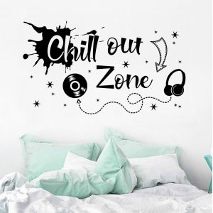 Grand Stickers Muraux Adolescent Chill Out Zone Noir (120x70 Cm) I Autocollant Mural Citation Contr&ocirc;leur Jeux Grafitti I D&eacute;co Murale Chambre Ado Gar&ccedil;on & Fille Salle De Jeux Cool - Neuf