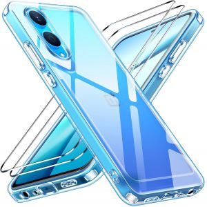 JGD-Anti-Jaunissement HD Clair Coque pour OnePlus Nord CE 4 Lite 5G avec 2 Pi&egrave;ces Verre Tremp&eacute;, [Protection Militaire] Transparente &Eacute;tui de Protection Antichoc Mince Bumper Housse - Neuf
