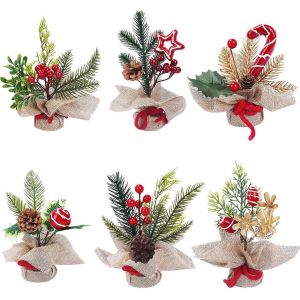 6pcs Mini Arbres de No&euml;l 7.8"" - Table de No&euml;l, Ornements, pi&egrave;ce Ma&icirc;tresse pour la Maison, Bureau, Fen&ecirc;tre, Table &agrave; Manger, d'Arbre de Pin D&eacute;cor - Neuf