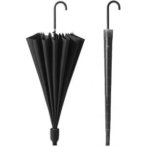 Parapluie De Voyage Automatique Avec Manche Télescopique En Plastique Anti-Goutte Imperméable, Housse Transparente, Poignée En Similicuir En Forme De J, 16 Baleines, Coupe-Vent, Solide, Imperméable - Neuf