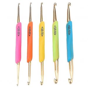 Double Crochet Ensemble Tpr Poign&eacute;e En Caoutchouc Souple Ensemble D'aiguilles &Agrave; Tricoter En Aluminium (Couleur Al&eacute;atoire) - Neuf