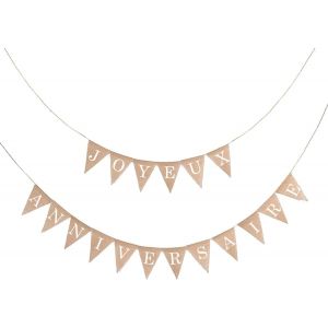 Kyaoayo-Banderole Joyeux Anniversaire Toile De Jute, 8m Bannière Joyeux Anniversaire, Guirlande Fanions Anniversaire, Fanion Jute Décor Intérieure Et Extérieure Pour Jardin Salon - Neuf