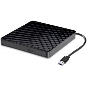 Lecteur CD/DVD Externe USB 3.0 Graveur DVD Externe CD Enregistreur Portable RW/ROM Mince Transmission Rapide Câble USB Intégrée Windows/Mac OS/Laptop/Desktops/PC/iOS - Neuf