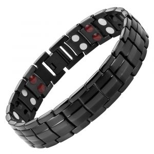 Titane Acier Bracelet MagnétiqueLa Thérapie Magnétique Pour Les Hommes, L'arthrite Et Le Syndrome Du Canal Carpien Soulagement De La Douleur3500 Gauss Double Rangée Super Aimants Puissants - Neuf