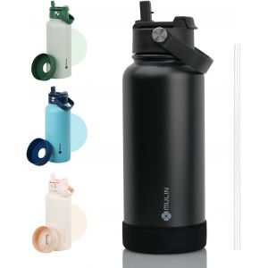 Mu Lin Bouteille D'eau Isotherme De 710 Ml Avec Couvercle À Paille Et Poignée Pour Le Sport, Les Voyages, La Salle De Sport - Bouteille Thermos En Acier Inoxydable À Double Paroi Sous Vide/Bleu - Neuf