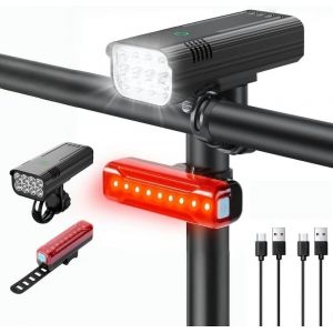 Maas-Flintronic Lampe Led De Vélo, Lumière Vélo Rechargeable Avant Et Arrière, Kit Éclairage Vélo Éclairage Usb Antichoc Impermeable Phare Lampe Led De Vélo Pour Vtt Vtc Cycliste Poussette - Neuf