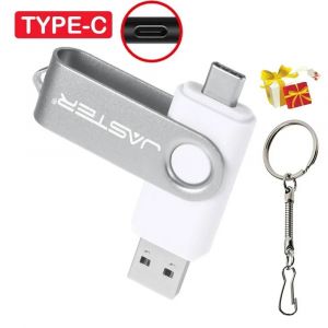 TYPE-C cl&eacute; USB 128GB porte-cl&eacute;s gratuit cl&eacute; USB 64GB cadeau d'affaires cr&eacute;atif cl&eacute; m&eacute;moire rouge capacit&eacute; r&eacute;elle U disque bleu 32G 128MB(Not GB) White - Neuf
