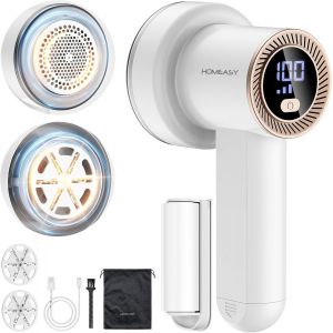 MEVRONISSHOP-Rasoir Anti Bouloche &Eacute;lectrique: Rasoir V&ecirc;tement Anti Peluche pour V&ecirc;tement & Maison, 3 Vitesses,T&ecirc;te &agrave; 3 Lames, &Eacute;cran LCD, Rechargeable USB, Rasoir Bouloche Rase Rapide et Efficace, Bla - Neuf