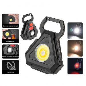 HJLIAN Lampe de poche COB rechargeable et lumineuse, mini lampe de poche portable avec support pliable pour la peche, la marche et le camping - Neuf