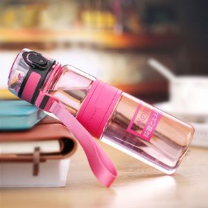 HJLIAN Bouteille d'eau transparente anti-fuite portable de 500 ml pour voyage et camping (rose rouge) - Neuf