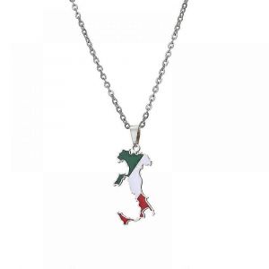 Collier, Italie Carte Pendentif Collier En Acier Inoxydable Accessoires Style Familial Lady's Map Pendentif Bijouxacier Couleur Xq-Ps481 - Neuf