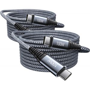 &iquest;Lot de 2&times;2M&iquest; 100W USBC vers USBC C&acirc;ble, PD Ultrafast Cable, USB C Nylon Tress&eacute; C&acirc;ble Rapide pour MacBook Pro/Air,Lenovo,Ordinateur Portable,Cable T&eacute;l&eacute;phone pour iPhone,Samsung,Google Pixel,Xiaomi - Neuf