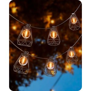 lbgwp60-Exterieure 15M Avec Abat-Jour Cage En Forme De Diamant, 20+2 G40 Led Ampoules, Ip44 Étanche, 2700K Blanc Chaud, Guirlande Guinguette Exterieur Pour Jardin Terrasse Balcon - Neuf