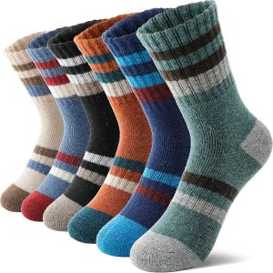Kalanka-6 Paires Chaussettes Enfant Laine M&eacute;rino Pour Marche Gar&ccedil;ons Filles Tout-Petits Hiver Thermiques &Eacute;paisses Chaudes Rembourr&eacute;es Chaussettes Crew Pour Randonn&eacute;e - Neuf