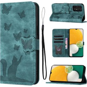 Sansh-Coque Samsung A13 Pour Samsung A13 4g/5g Samsung Galaxy A04 Motif Papillon Chat Coque Samsung Galaxy A13 Avec Fentes Pour Cartes Coque Galaxy A13 Vert - Neuf