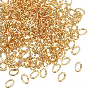 Eryi-1 Boîte 300 Pièces Anneaux De Saut Ouverts Plaqués Or 18 Carats Anneaux De Liaison Ovales Connecteurs Liens De Bijoux Pour Les Résultats De Fabrication De Bijoux Bricolage - Neuf