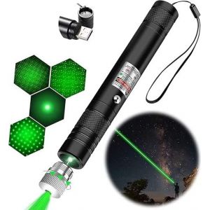 Stylo laser professionnel - modes multiples r&eacute;glables (ciel &eacute;toil&eacute;) - Rechargeable par USB - Portable - Lumi&egrave;re laser - Laser - Jouets pour chats - Pointeur laser - avec - Neuf