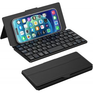 Mini Clavier Portable Pour Iphone, Ipad, Tablette Android, Azerty Clavier Universel Double Bluetooth Avec Support Pivotant Librement Pour Android, Windows Et Ios - Neuf