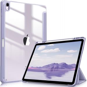NAERYUT-Coque Pour Ipad Air 13 Pouces M3/M2 (2025/2024)-[Rangement De Stylet] Coque Transparente Claire,Étui Antichoc Avec Bord En Tpu Housse Pliable Sommeil/Réveil Auto,Lilas - Neuf