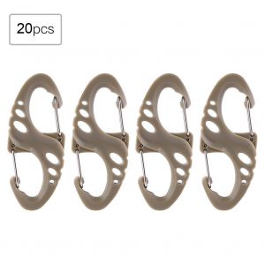 Lot De 20 Mousquetons En Acier Et Plastique En Forme De S Pour L'alpinisme (Kaki) - Neuf