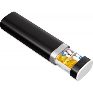 Pilulier Semainier,Pilulier Voyage,Piluliers 7 Jours Mignon,Semainier Medicament Avec Côté Rétractable Et Amovible,Facile À Ouvrir,Pour Vitamines Suppléments Pilules (Noir) - Neuf