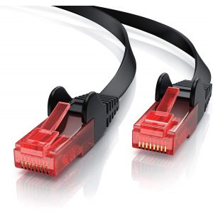 Csl- 5M Câble Réseau Cat 6 Plat Rj45, Câble Lan Gigabit Ethernet 1Gbps, Revêtement En Pvc, 10/100 /1000 Mbits, Câble De Patch 250Mhz, Utp Pimf, Compatible Avec Les Cat.5, Cat.5E, Cat.7, Noir - Neuf