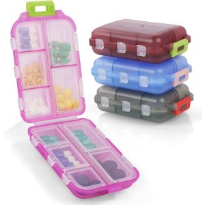 Pilulier Portable,4pcs Semainier Medicament,Pilulier Avec 10 Compartiments,Plastique Boîtes À Pilules,Distributeur De Pilules Médicaments Pour Médicaments,Suppléments Et Vitamines - Neuf