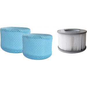 Lot De 2 Cartouches Filtrantes &Agrave; Plis 90/120 Avec Filet De Protection Pour Piscine Et Spa Gris - Neuf