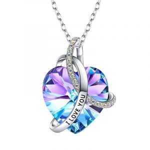 Collier C?ur-Améthyste Pour Femme, Pendentif C?ur En Or Rose, Cadeau Pour Maman, Saint-Valentin, Anniversaire, Bijoux, Cadeaux Romantiques Pour Elle, Cadeau Pour Femme - Neuf