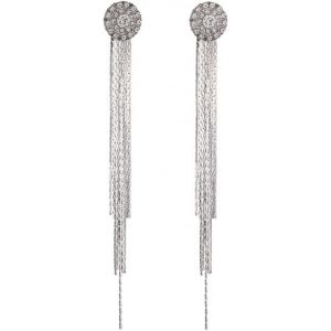 Kal-Boucles D'oreilles Mariage Long Pompon En Cristal Avec Zircone Cubique Boucles D'oreilles Pompon Chaîne Griffes Pendantes Mariée Boucles D'oreilles Bal En Argent Bijoux Pour Femmes - Neuf