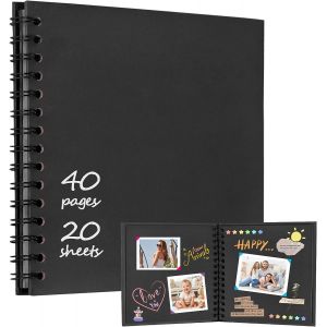 Album Photo Scrapbooking 20,5x20,5 Cm, Scrapbook, 20 Feuilles (40 Pages) De Papier Noir Vierge, Utilisable Pour Album De Famille, Souvenirs De Mariage, Diy Albums Pour Scrapbooking - Neuf
