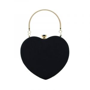 Pochette de mariage noire en forme de c?ur pour femme, mini sac de soirée élégant pour cocktail, bal de promo, fourre-tout à bandoulière - Neuf