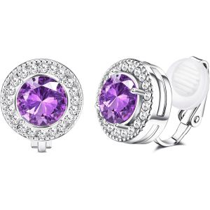 Kal-8mm Zircon Cubique Cristal Clip Sur Boucles D'oreilles Perle Ronde Boucles D'oreilles Non Percées Pour Femmes Cz Coloré Clip Non Piercing Sur Boucles D'oreilles - Neuf