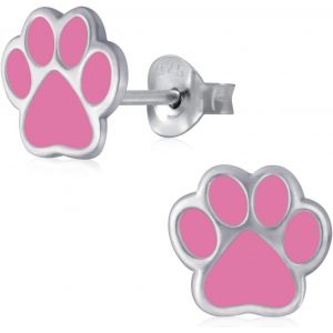 Kal-Boucles D'oreilles Pour Fille En Argent Sterling 925 Avec Patte Rose 9 Mm - Neuf